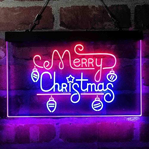 Merry Christmas Bulbs Dual LED Neon Light Sign